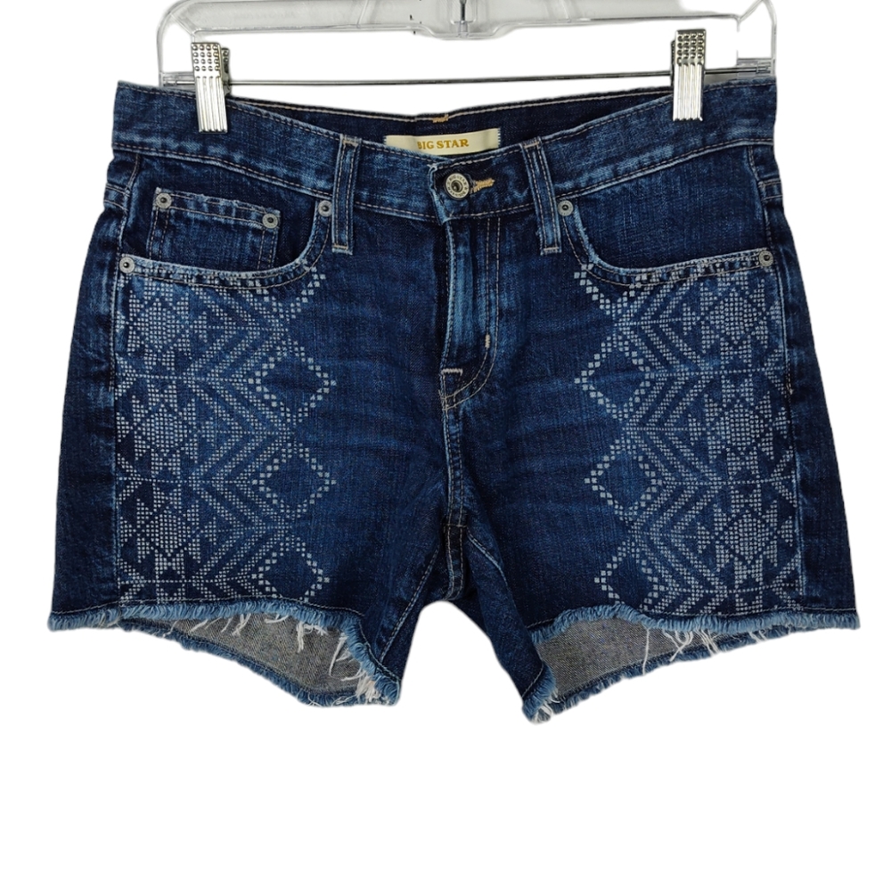 Big Star Dark Blue Embroidered Jean Shorts 27